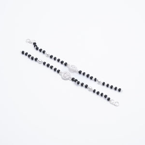 Black beads Om silver nazariya for kids