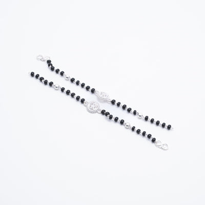 Black beads Om silver nazariya for kids