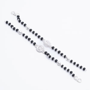 Black beads Om silver nazariya for kids