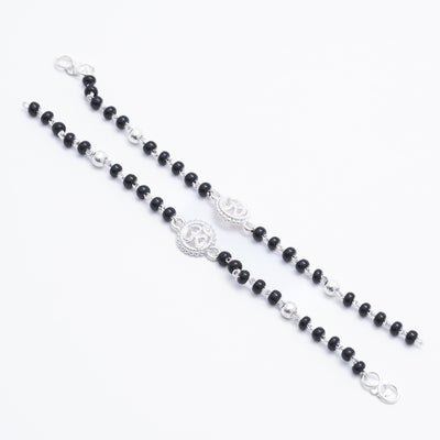 Black beads Om silver nazariya for kids