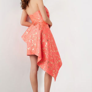 Jovani 25668 Metallic Short Pleated Fit Cocktail Dress