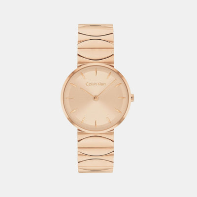 Ck Enchant Women Quartz Carnation Gold Dial Analog Stainless Steel Watch 25700001
