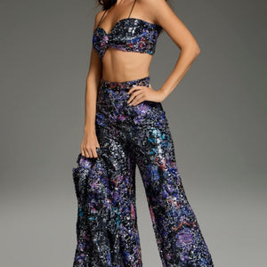 Jovani 25750 Long Sequin Wide Leg Formal Pant Suit