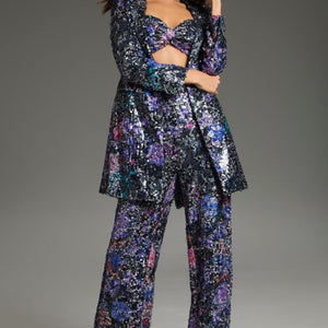 Jovani 25750 Long Sequin Wide Leg Formal Pant Suit