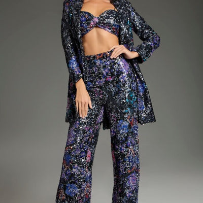 Jovani 25750 Long Sequin Wide Leg Formal Pant Suit