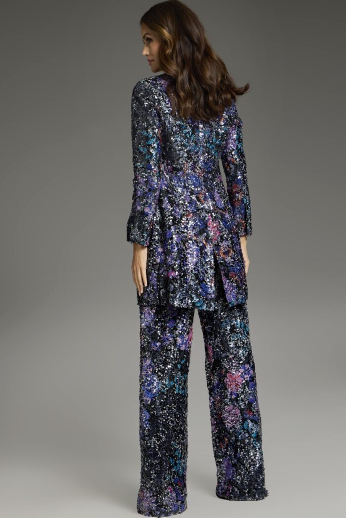 Jovani 25750 Long Sequin Wide Leg Formal Pant Suit