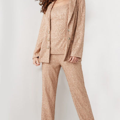 Jovani 25773 Long Fit Beaded Sequin Three Piece Formal Pant Suit