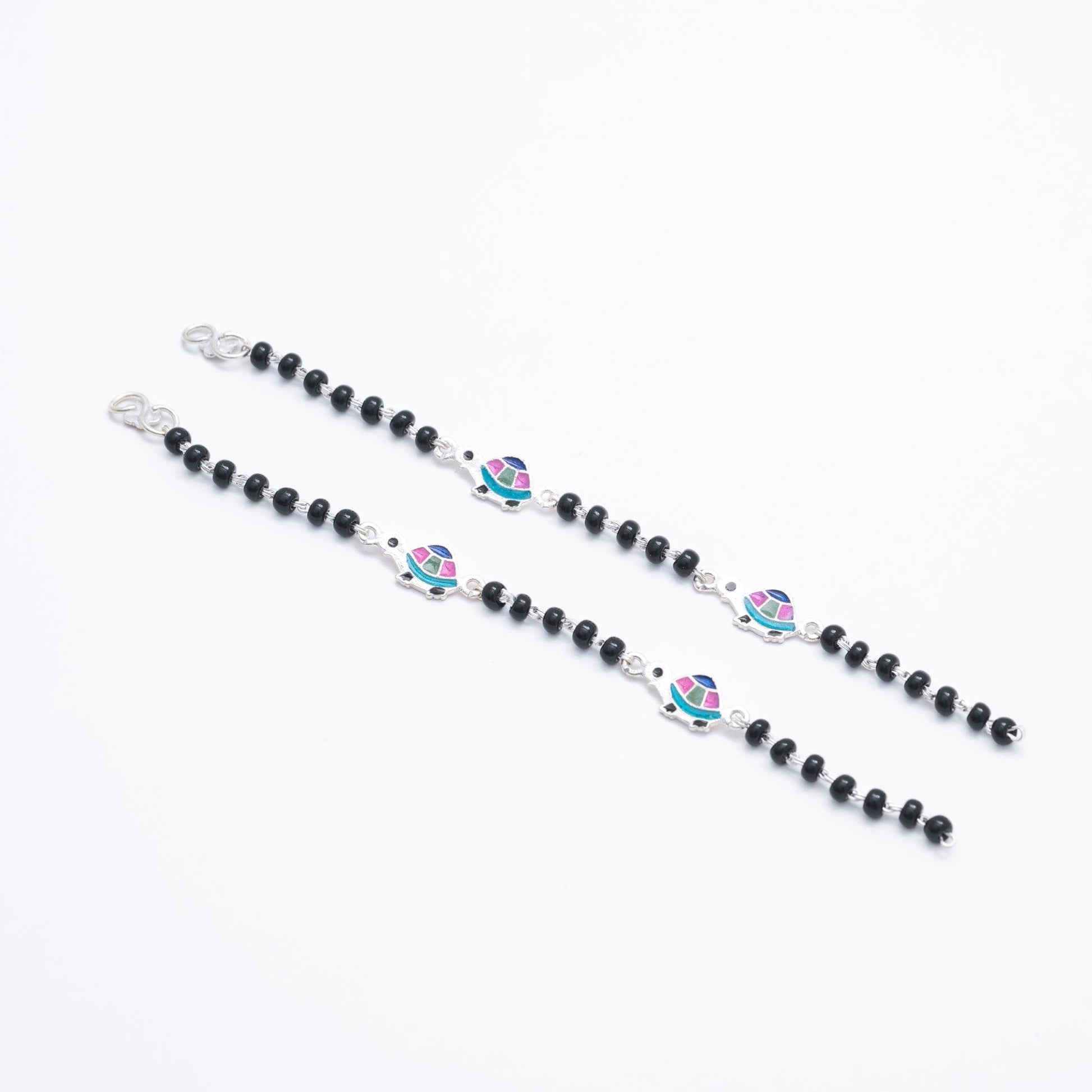 black beads multicolor tortoise silver nazariya for kids