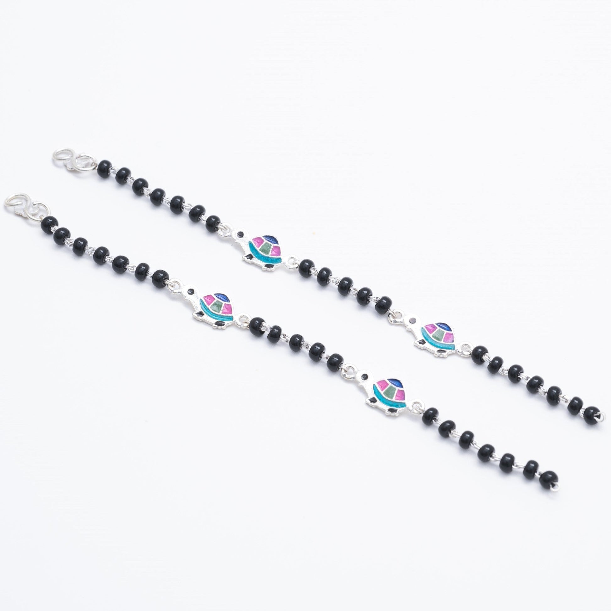 black beads multicolor tortoise silver nazariya for kids