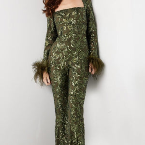 Jovani 25904 Long Beaded Sequin Formal Jumpsuit