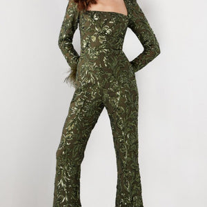 Jovani 25904 Long Beaded Sequin Formal Jumpsuit