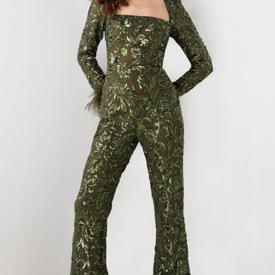 Jovani 25904 Long Beaded Sequin Formal Jumpsuit
