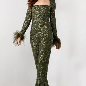 Jovani 25904 Long Beaded Sequin Formal Jumpsuit