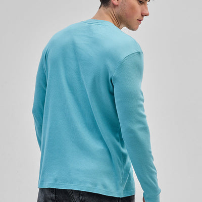 Blue Textured Sweatshirt