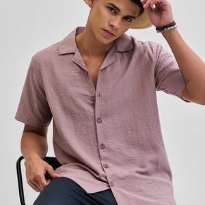 Mauve Box Fit Linen Blend Shirt
