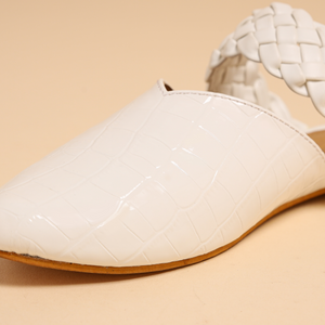 Bright White Braided Mules