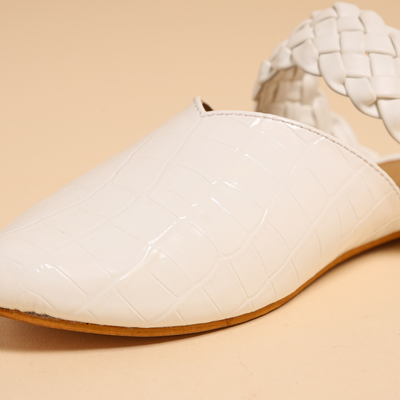 Bright White Braided Mules