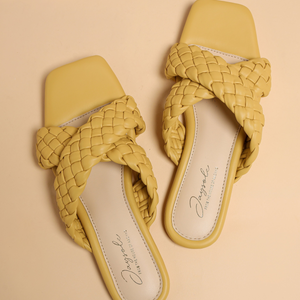 Blazing Yellow Braided Flats