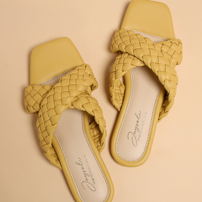 Blazing Yellow Braided Flats