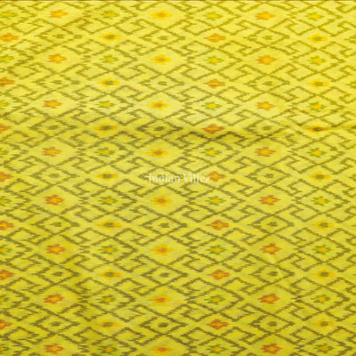 Yellow Handwoven Pochampally Ikat Sico Fabric