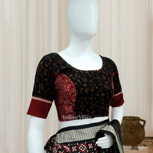 Black Maroon Odisha Ikat Sambalpuri Cotton Blouse