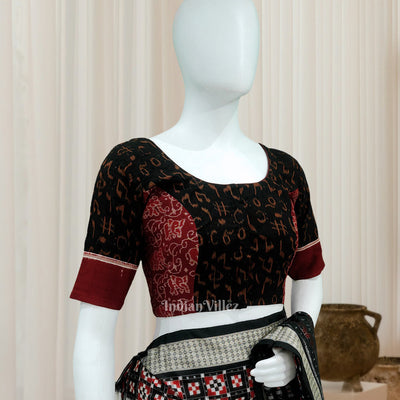 Black Maroon Odisha Ikat Sambalpuri Cotton Blouse