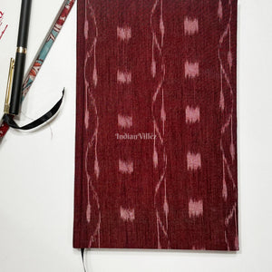 Marron Handmade Ikat Woven Cotton Fabric Cover Diary