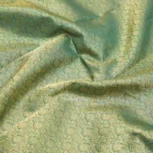 Teal Green Golden Stripped Pure Kanjivaram Silk Saree