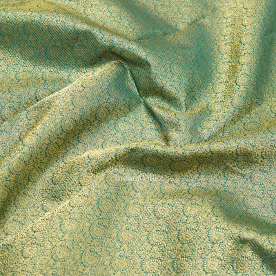 Teal Green Golden Stripped Pure Kanjivaram Silk Saree