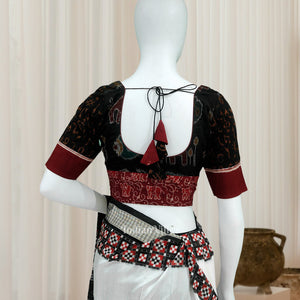 Black Maroon Odisha Ikat Sambalpuri Cotton Blouse