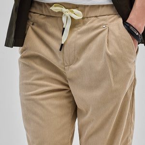 Beige Corduroy Relaxed Fit Trousers