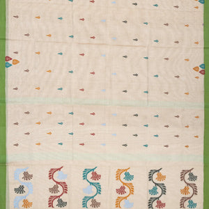 Taupe Bengal Cotton Saree With Floral Motifs