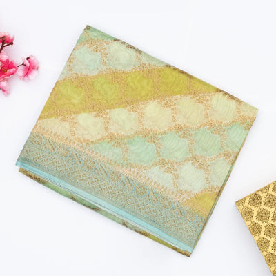 Multi Colour Handloom Banarasi Silk Cotton Saree With Jaal Motifs