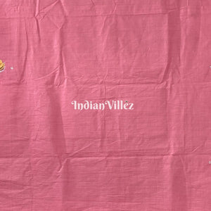 Pink Raja Theme Pattachitra Saree (Pre Order)