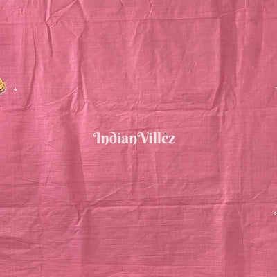 Pink Raja Theme Pattachitra Saree (Pre Order)