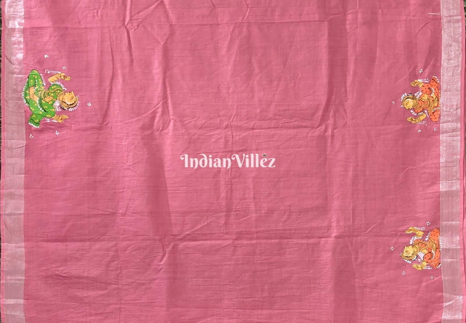 Pink Raja Theme Pattachitra Saree (Pre Order)