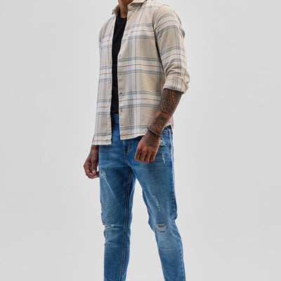 Blue Distressed Skinny Fit Jeans