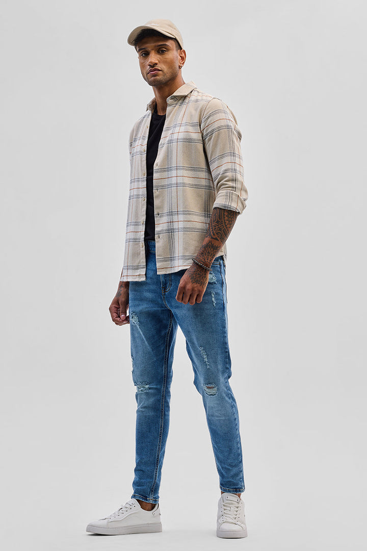 Blue Distressed Skinny Fit Jeans