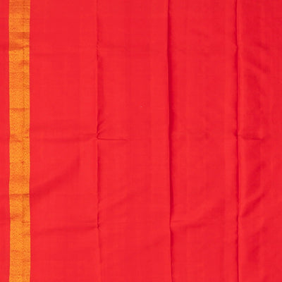 White Handloom Kanchipuram Korvai Silk Saree With Red Border