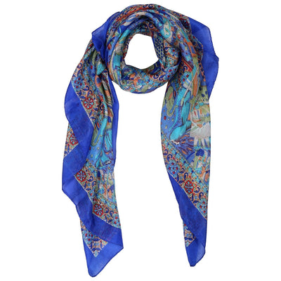 Silk Scarf Royal Blue Sahi Safari Print
