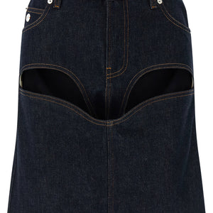 Jean Paul Gaultier Denim Mini Skirt With Cuts And Turn Up Skirt