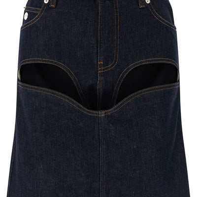 Jean Paul Gaultier Denim Mini Skirt With Cuts And Turn Up Skirt