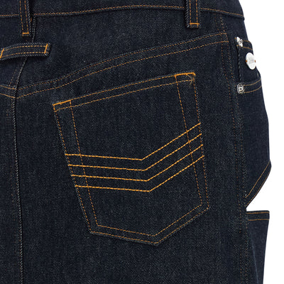 Jean Paul Gaultier Denim Mini Skirt With Cuts And Turn Up Skirt