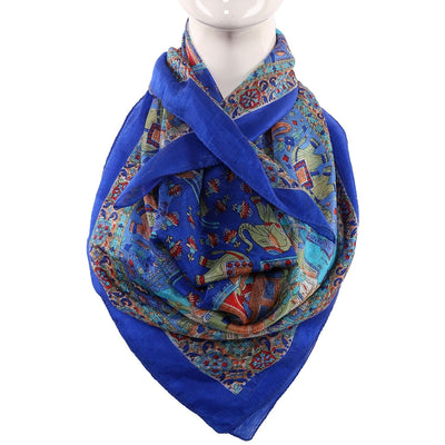 Silk Scarf Royal Blue Sahi Safari Print