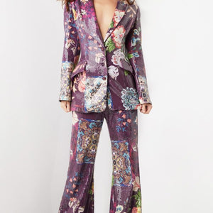 Jovani 26034 Sequin Long Floral Print Formal Pant Suit