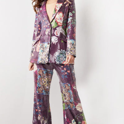 Jovani 26034 Sequin Long Floral Print Formal Pant Suit