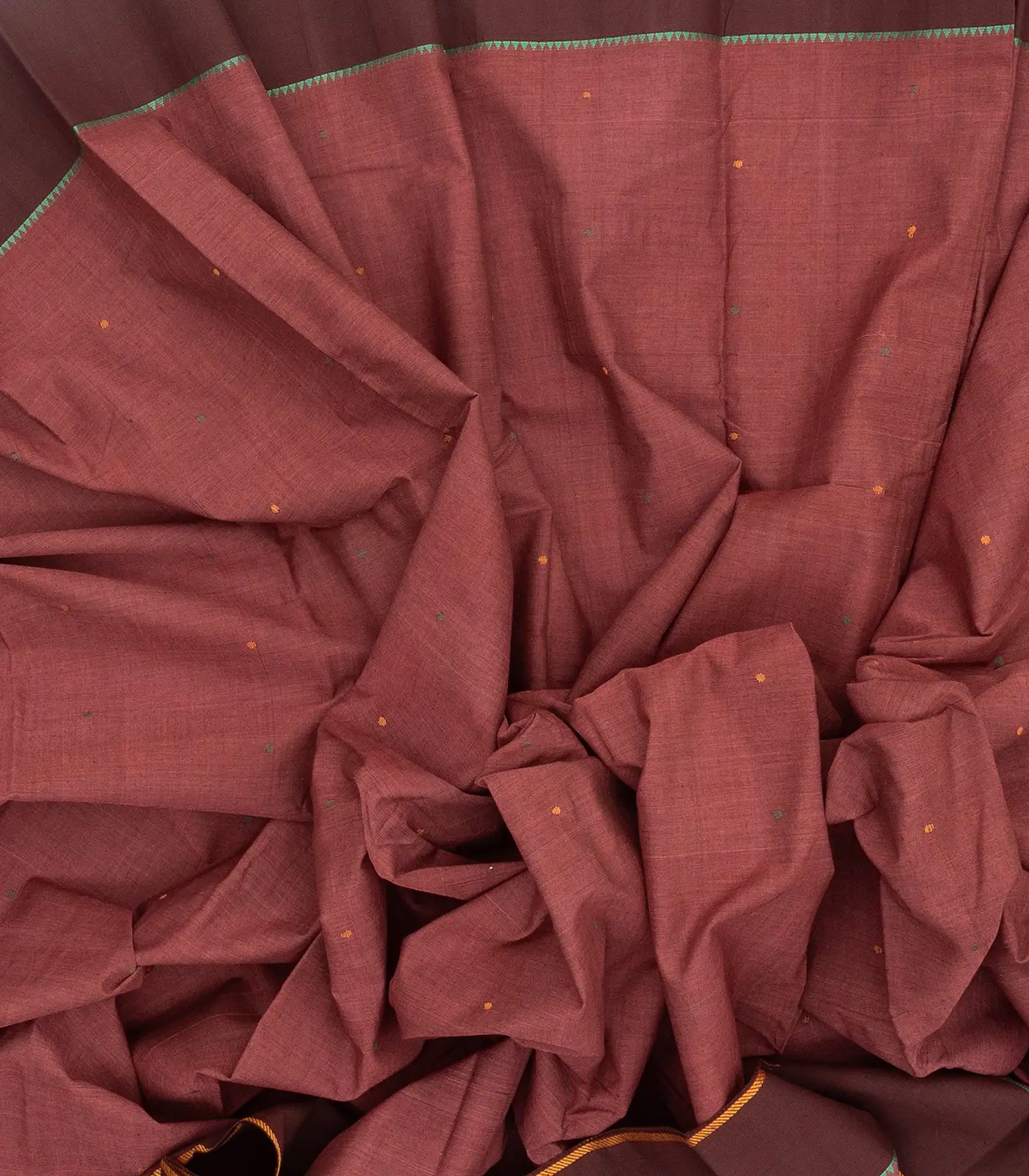 Dusty Pink Handloom Kanchi Cotton Saree With Coin Buttas