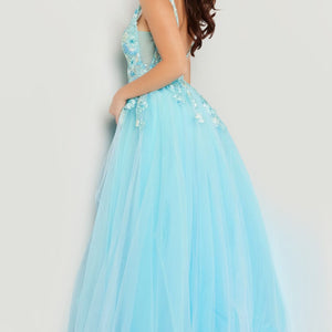 Applique Sleeveless A-line Slit Gown by Jovani 26045