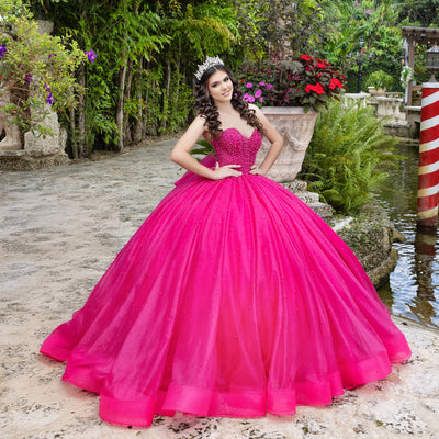 Puff Sleeve Strapless Ball Gown by LizLuo Quince 26102