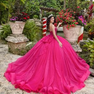 Puff Sleeve Strapless Ball Gown by LizLuo Quince 26102